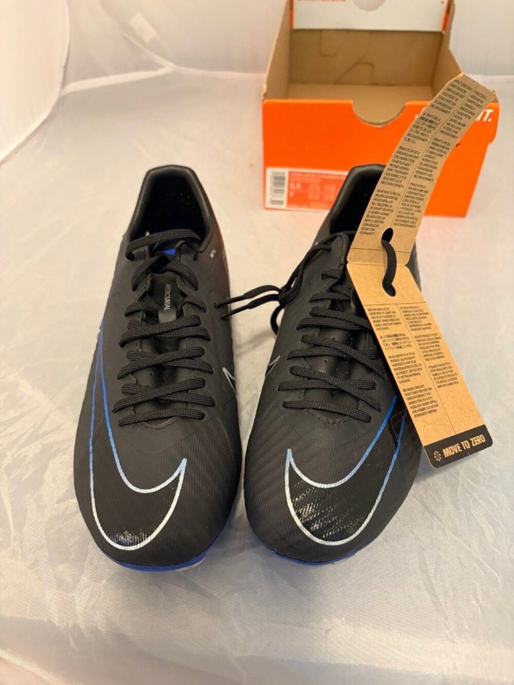 Nike Zoom Vapor 15 Academy black blue soccer cleats men’s size 5.5 DJ5631 040 - Picture 7 of 9
